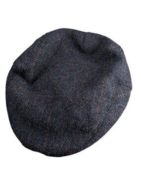 Dobbs Fifth Avenue Mens Tweed Newsboy Cap 7 1/4-7 3/8 Plaid Wool Blend Navy Red